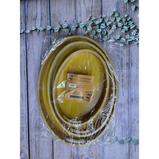 Bambu 3 Lü Oval tepsi YLMZ-3LITPO Bambu 3 Lü Oval tepsi YLMZ-3LITPO