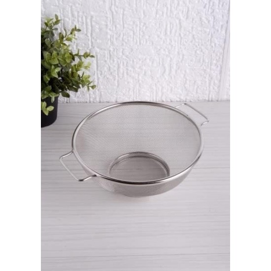 Paslanmaz Çelik Çift Kulplu Sepet Süzgeç 26 Cm Salata Süzgeci Meyve Süzgeci, Makarna Süzgeci, Paslanmaz Çelik Çift Kulplu