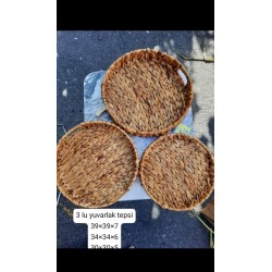Hasır 3 Lü Yuvarlak Tepsi YLMZ-28272