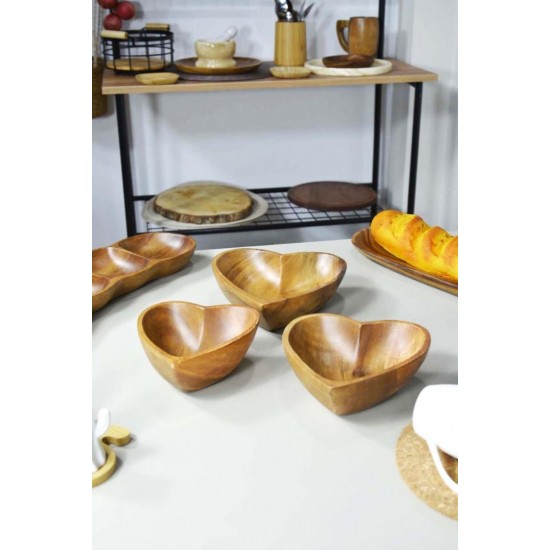 Akasya Çerezlik 3 Lü Kalp Kase