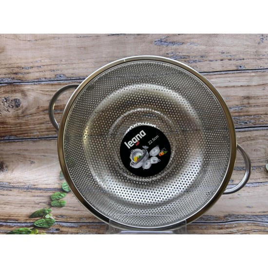 Paslanmaz Metal Süzgeç Çift Kulp 22.5 CM YLMZ-1642