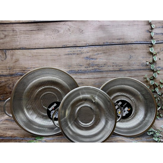 Paslanmaz Metal Süzgeç Çift Kulp 22.5 CM YLMZ-1642